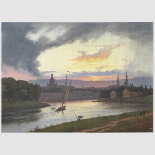 Stad van Dresden bij zonsondergang (Duits Landscha Tissuepapier (Voorkant)