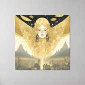 Stad van Engelen Vrouw in Goud Canvas Afdruk (Voorkant)