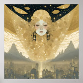 Stad van Engelen Vrouw in Goud Poster (Voorkant)