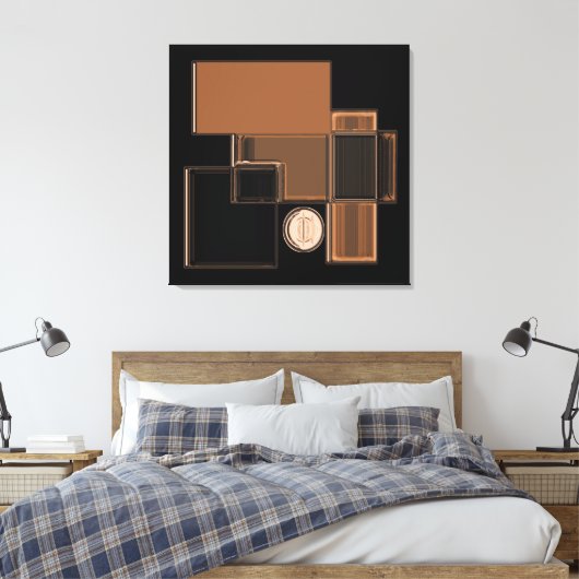Stad van Glas Urban Abstracte Kunst Canvas Print (Insitu (Slaapkamer))