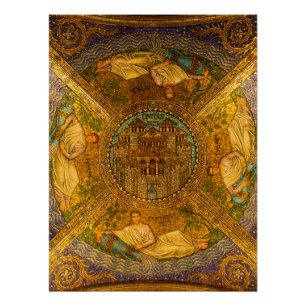Stad van God Neo Byzantine mozaïekkathedraal plafo Poster