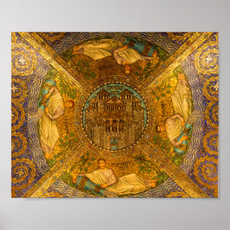 Stad van God Neo Byzantine mozaïekkathedraal plafo Poster