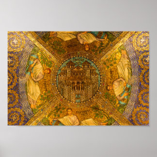 Stad van God Neo Byzantine mozaïekkathedraal plafo Poster
