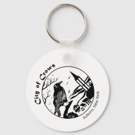 Stad van kraaien zwart en wit Graphic Sleutelhanger