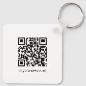 Stad van kraaien Zwart-wit Graphic Square Sleutelhanger (Achterkant)