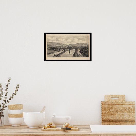 Stad van Lezing PA Pennsylvania Bridge Poster (Keuken)