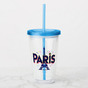Stad van Licht: Krachtige Parijse Typografie Kunst Acryl Drinkbeker