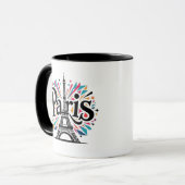 Stad van Licht: Krachtige Parijse Typografie Kunst Mok (Voorkant links)