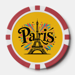 Stad van Licht: Krachtige Parijse typografie kunst Poker Chips