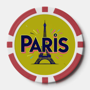 Stad van Licht: Krachtige Parijse typografie kunst Poker Chips