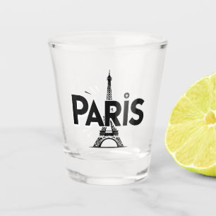 Stad van Licht: Krachtige Parijse Typografie Kunst Shot Glas