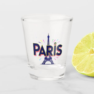 Stad van Licht: Krachtige Parijse Typografie Kunst Shot Glas