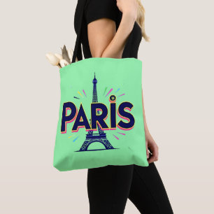 Stad van Licht: Krachtige Parijse Typografie Kunst Tote Bag