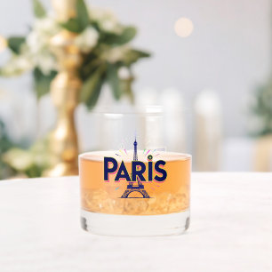 Stad van Licht: Krachtige Parijse Typografie Kunst Whisky Glas