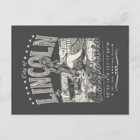 STAD VAN LINCOLN - PLACER CALIFORNIA VINTAGE BRIEFKAART (Voorkant)