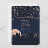 Stad van sterren Roze gouden sterren Blauw hemelge Kaart (Achterkant)