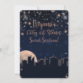 Stad van sterren Roze gouden sterren Blauw hemelge Kaart (Voorkant)