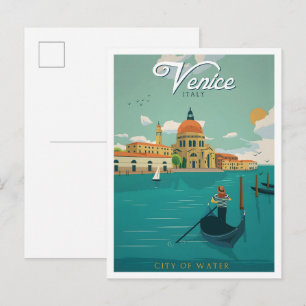 Stad van Water Venetië Italië Vintage Reizen Briefkaart