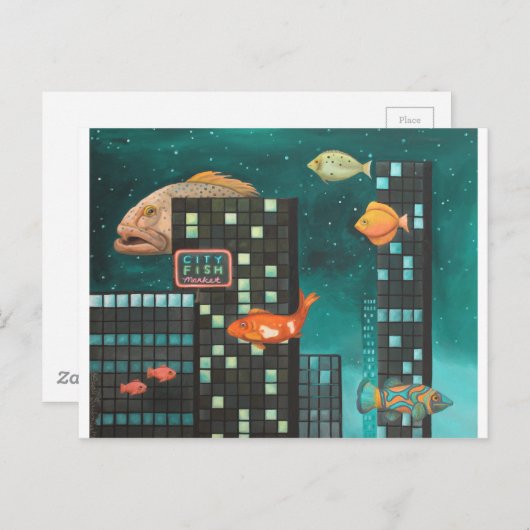 Stad vis briefkaart (Voorkant / Achterkant)