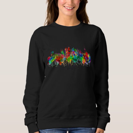 Stad Waterverf Silhouet Thuis Staat Souvenir parfu Trui (Voorkant)
