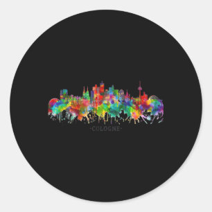 Stad Waterverf Skyline Home State Keulen Gery Ronde Sticker