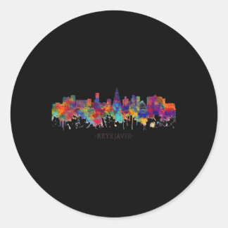 Stad Waterverf Skyline Home State Reykjavik Ronde Sticker