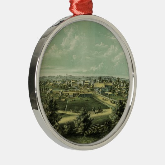 Stad Waukesha Wisconsin vanaf 1857 Metalen Ornament (Rechts)