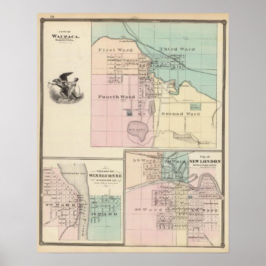 Stad Waupaca, dorp Winneconne Poster (Voorkant)