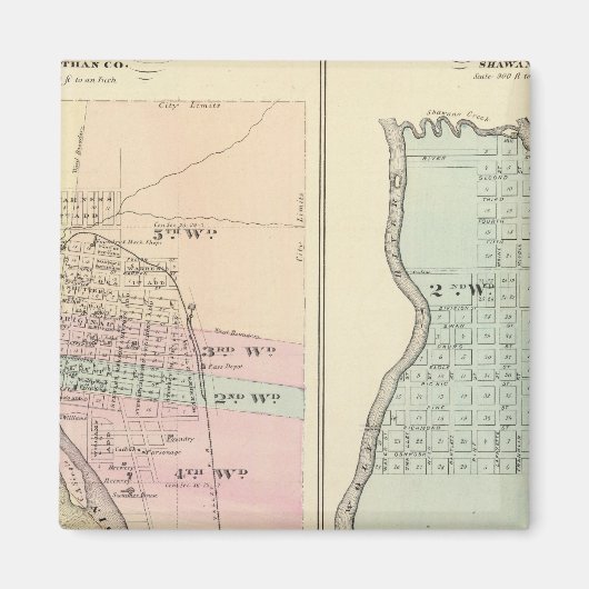 Stad Wausau, dorp Shawano Magneet (Voorkant)