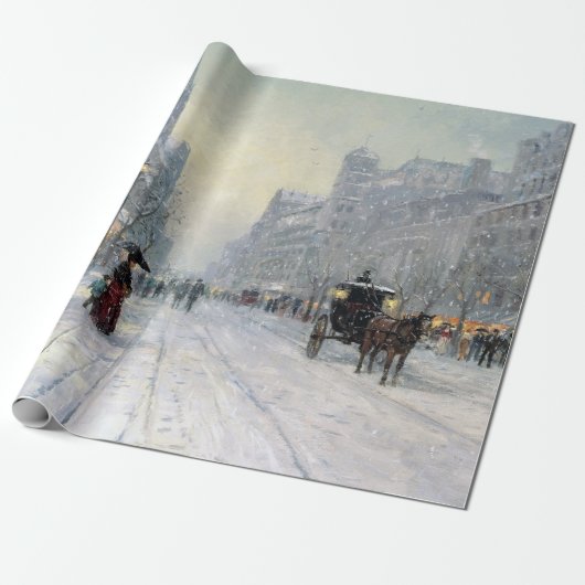  stad Winter Kerstpromenade landschap Cadeaupapier (Uitgerold)