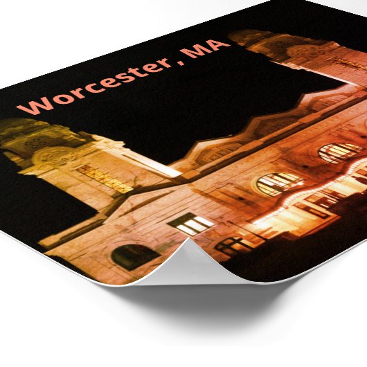 Stad Worcester, Massachusetts Architecture Poster (Hoek)