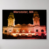 Stad Worcester, Massachusetts Architecture Poster (Voorkant)