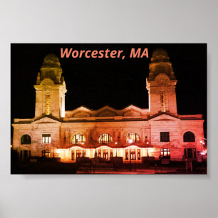 Stad Worcester, Massachusetts Architecture Poster