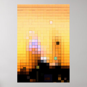 Stad zonsondergang poster
