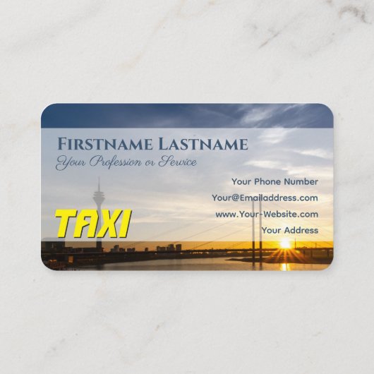 Stad zonsondergang Taxi chauffeur taxichauffeur st Visitekaartje (Achterkant)