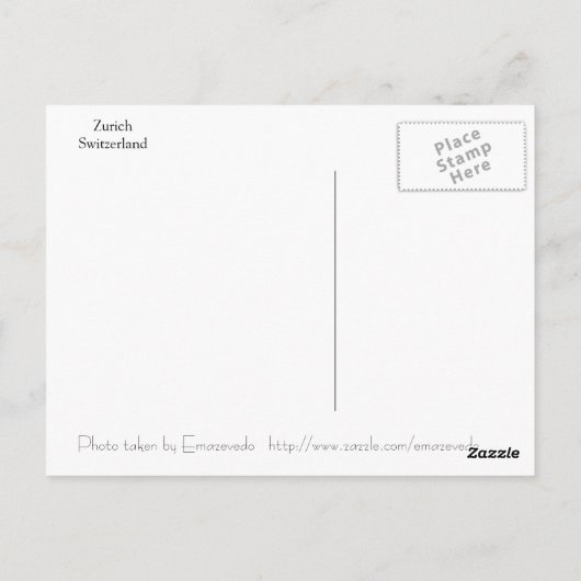 Stad Zürich Briefkaart (Achterkant)
