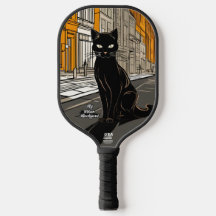 Stad Zwarte Kat Gepersonaliseerde Pickleball Paddl