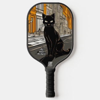 Stad Zwarte Kat Gepersonaliseerde Pickleball Paddl Pickleball Paddle