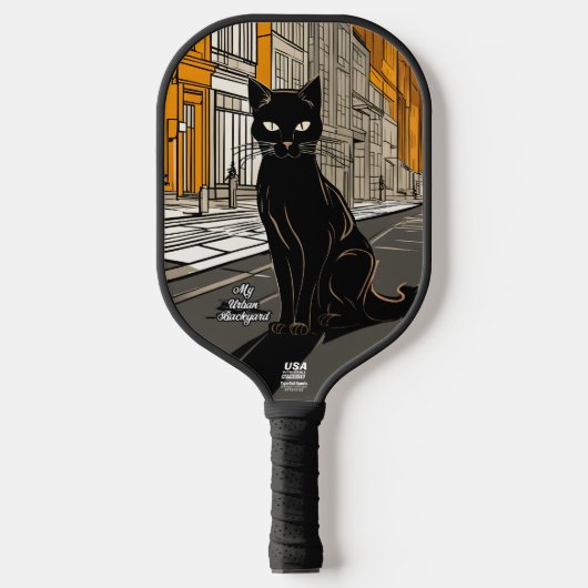 Stad Zwarte Kat Gepersonaliseerde Pickleball Paddl Pickleball Paddle (Voorkant)