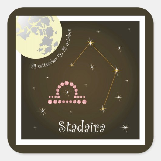 Stadaira 24 settember fin 23 october Aufkleber Vierkante Sticker (Voorkant)