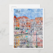 Stade Duitsland vintage reis waterverf Briefkaart (Voorkant / Achterkant)