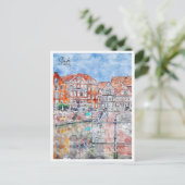 Stade Duitsland vintage reis waterverf Briefkaart (Staand voorkant)