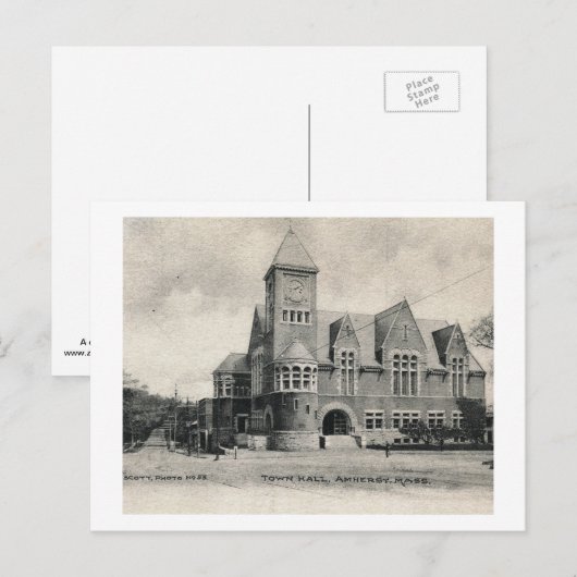 Stadhuis, Amherst, Vintage van Massachusetts Briefkaart (Voorkant / Achterkant)
