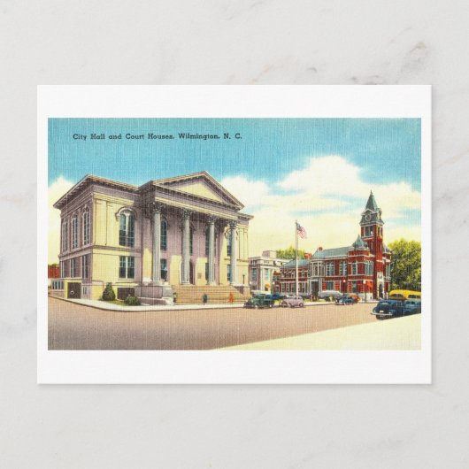 Stadhuis en gerechtsgebouwen, Wilmington, NC Briefkaart (Voorkant)