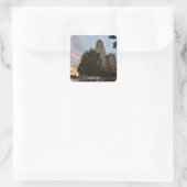 Stadhuis en zonsondergang vierkante sticker (Tas)