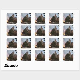 Stadhuis en zonsondergang vierkante sticker