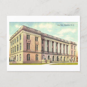 Stadhuis in Charlotte, North Carolina, Vintage Briefkaart