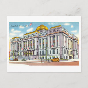Stadhuis in Newark, New Jersey, Vintage Reis Briefkaart