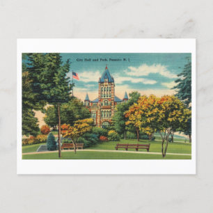 Stadhuis in Passaic, New Jersey, Vintage Travel Briefkaart