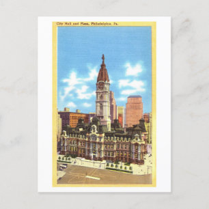 Stadhuis in Philadelphia, Pennsylvania, Vintage Briefkaart